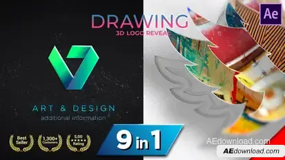 Drawing 3D Logo Reveal Logo Stings template preview