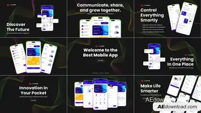 Dynamic App Promo Video Displays template preview