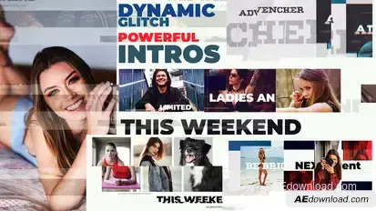 Dynamic glitch powerful intros Video Displays template preview
