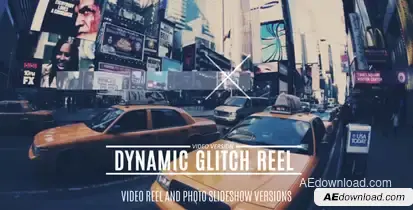 Dynamic Glitch Reel Video Displays template preview