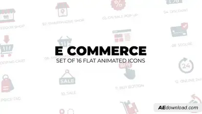 E Commerce - Set of 16 Animation Icons Elements template preview