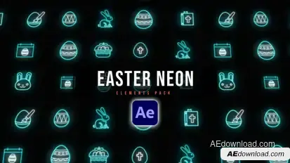Easter Neon Icons Easter template preview