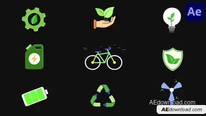 Eco Energy And Sustainability Icons for After Effects Openers template preview