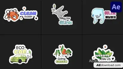 Ecology Sticker Titles | After Effects Titles template preview