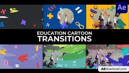 Education Cartoon Transitions for After Effects Elements template preview