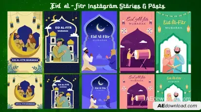 Eid al-Fitr Mubarak I Ramadan Instagram stories & Posts 2 Openers template preview