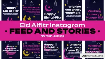 Eid Alfitr Feed and Stories Instagram Openers template preview