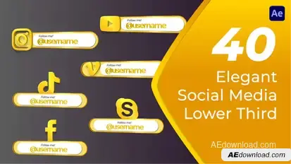 Elegant Social Media Lower Third Elements template preview