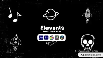 Elements Animated Stickers Elements template preview