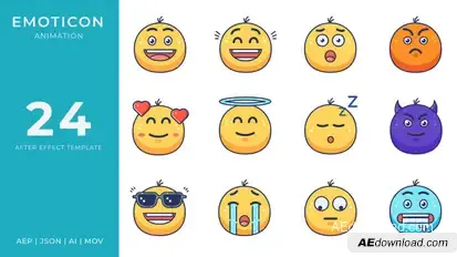 Emoticon Animated Icons | After Effects Elements template preview