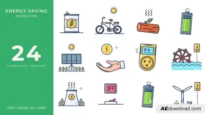 Energy Saving Animated Icons | After Effects Elements template preview