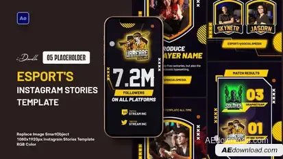 eSport Instagram Stories broadcast-packages template preview