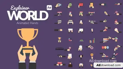 Explainer World | Animated Hands Elements template preview