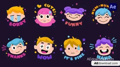 Face Expressions Emoji stickers [After Effects] Elements template preview