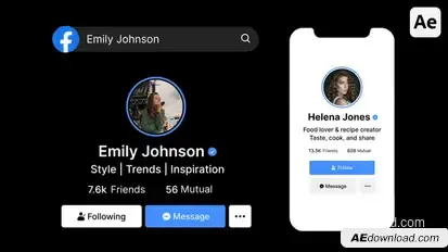 Facebook Search Bar, Profile, Result Elements template preview