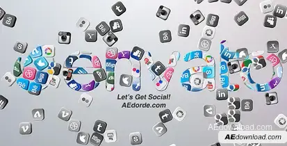 Falling Social Icons - Logo reveal Logo Stings template preview