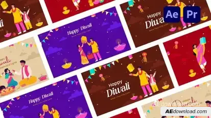 Videohive Family Happy Diwali Wishes Charecter Scene Animation Openers template preview