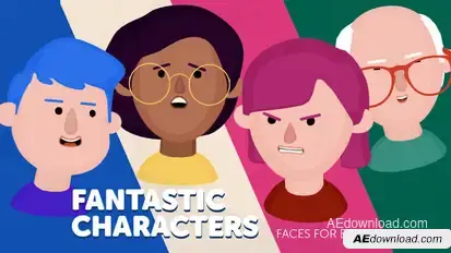 Fantastic Characters - Faces for Element 3D Video Displays template preview
