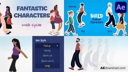 Fantastic Characters Walk Cycles for After Effects Elements template preview