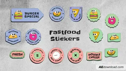 Fastfood Stickers Elements template preview