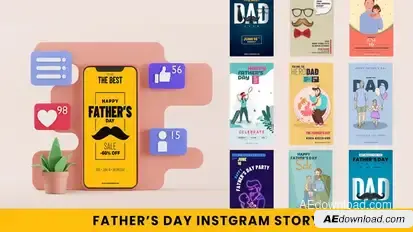 Father's Day Instagram Stories Video Displays template preview