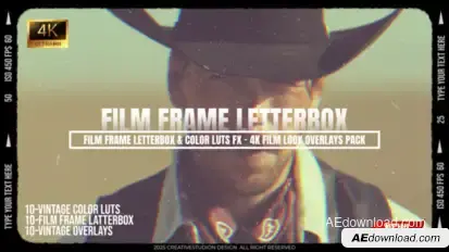 Film Frame Letterbox & Color LUTs FX – 4K Film Look Overlays Pack Elements template preview
