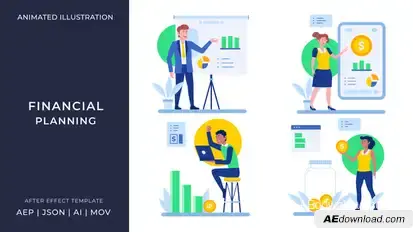Financial Planning Animated Illustration | After Effects Elements template preview