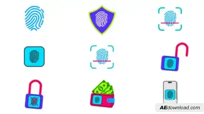 Fingerprint ID Icons Set for After Effects Elements template preview