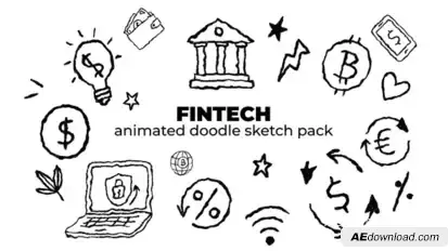 Fintech - Animated Doodle Sketch Pack Elements template preview
