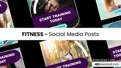 Fitness - Social Media Posts Elements template preview
