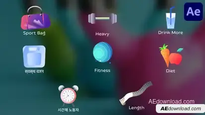 Fitness Icons And Titles for After Effects Titles template preview