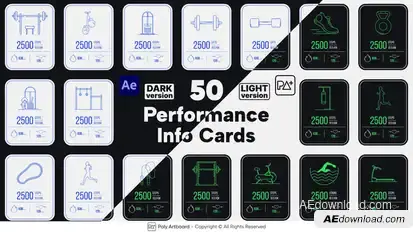 Fitness Performance Info Cards For After Effects Elements template preview