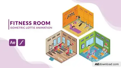 Fitness Room Isometric Animation | After Effects Elements template preview