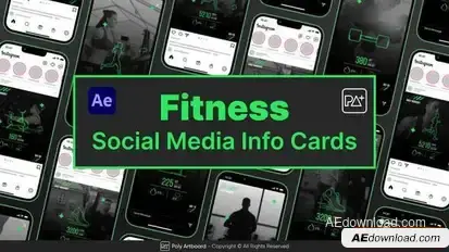Fitness Social Media Info Cards For After Effects Openers template preview