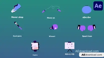 Fitness Sport Icons And Titles for After Effects Titles template preview