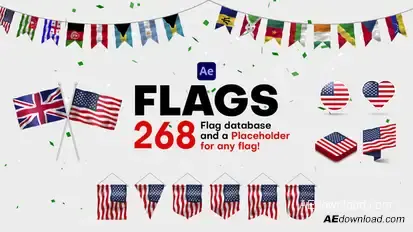 Flags for After Effects Elements template preview