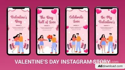 Videohive Flat 2D Character Valentines day Instagram Story Elements template preview