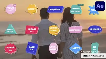 Flat Colorful Badges for After Effects Elements template preview