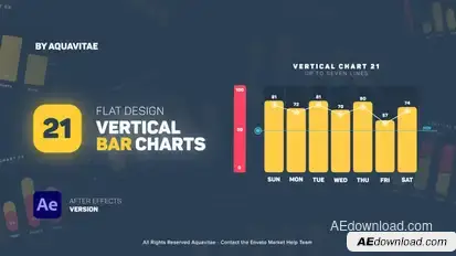Flat Design Vertical Bar Charts Infographics template preview
