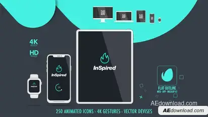 Flat Outline Web App Mock-Up v2 Product Promo template preview