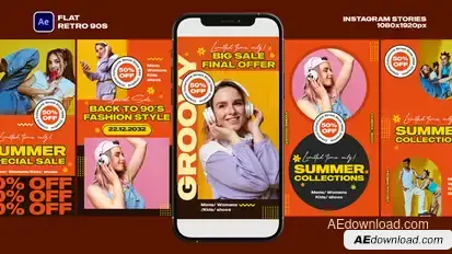 Flat Retro 90s Instagram Stories Product Promo template preview