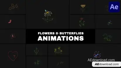 Flowers and Butterflies Animations for After Effects Elements template preview