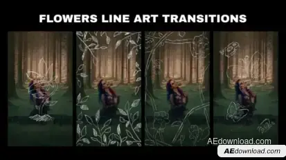 Flowers Line Art Transition for After Effects Elements template preview