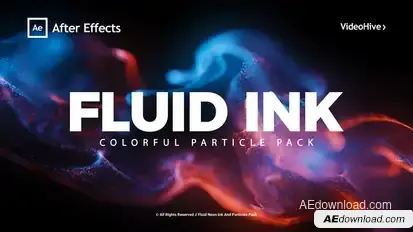 Fluid Neon Ink And Particles Pack Elements template preview