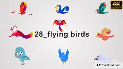 Flying birds Elements template preview