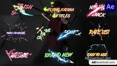 Flying Katana Cut Titles for After Effects Titles template preview