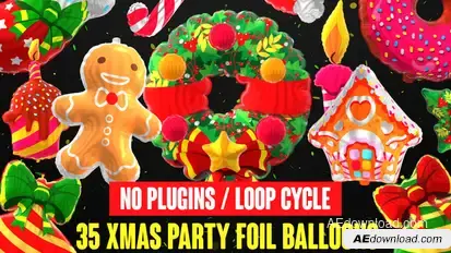 Foil Balloons - Xmas Party Collection Video Displays template preview