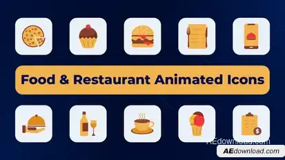 Food & Restaurant Animated Icons Elements template preview