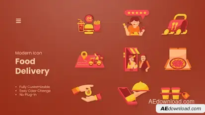 Food Delivery Icon Elements template preview