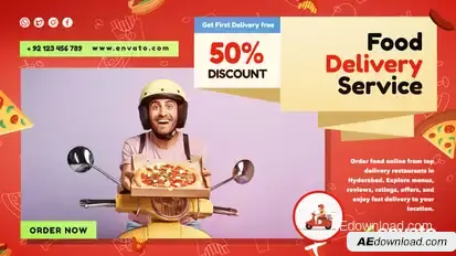 Food Delivery Services Slideshow Video Displays template preview